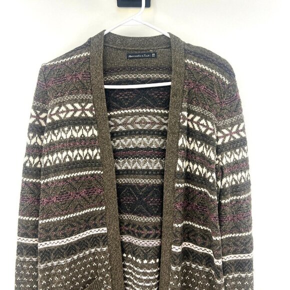 Abercrombie and Fitch Fair Isle Open Front Cardigan Women's XS - Picture 2 of 6